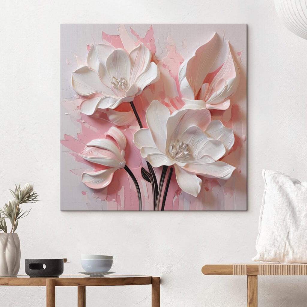 Flores brancas sobre rosa — interior 2