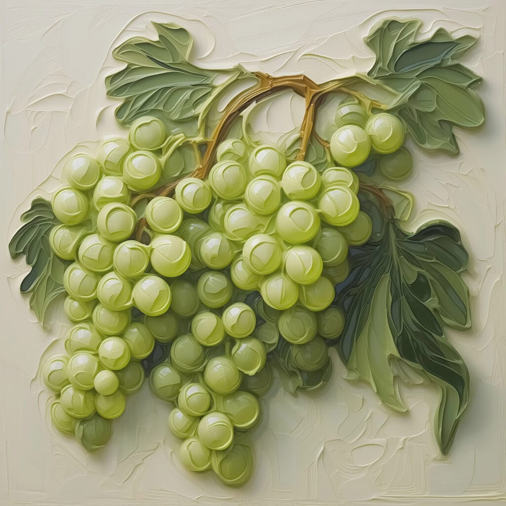 Uvas verdes com folhas — design completo