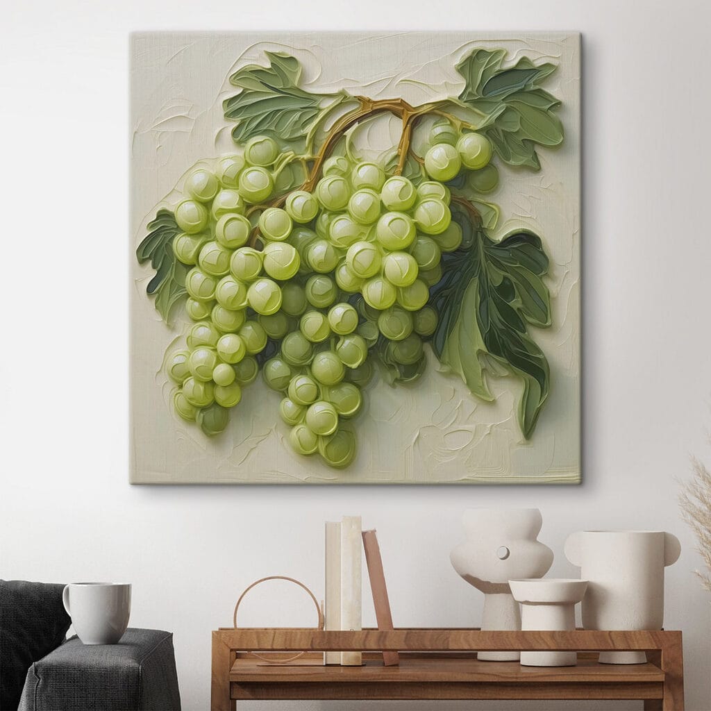 Uvas verdes com folhas — interior 1