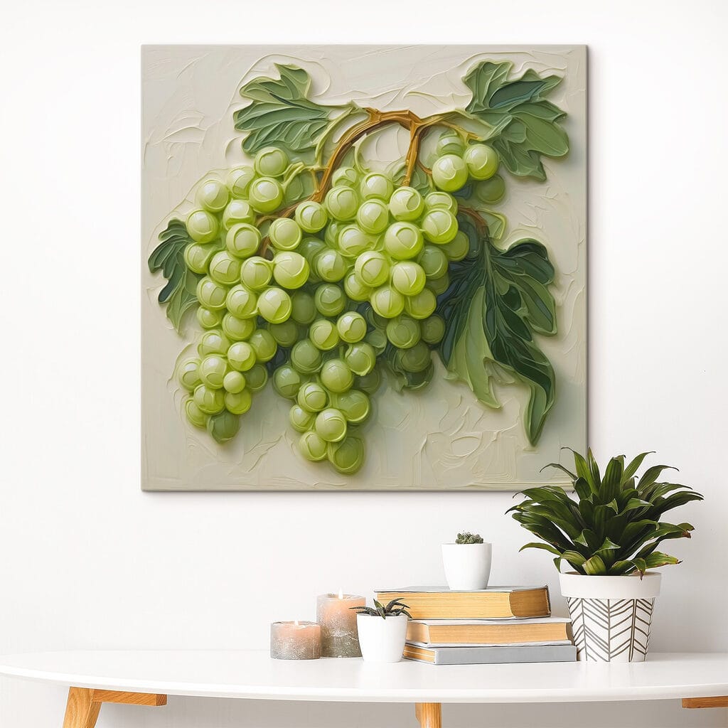 Uvas verdes com folhas — interior 2