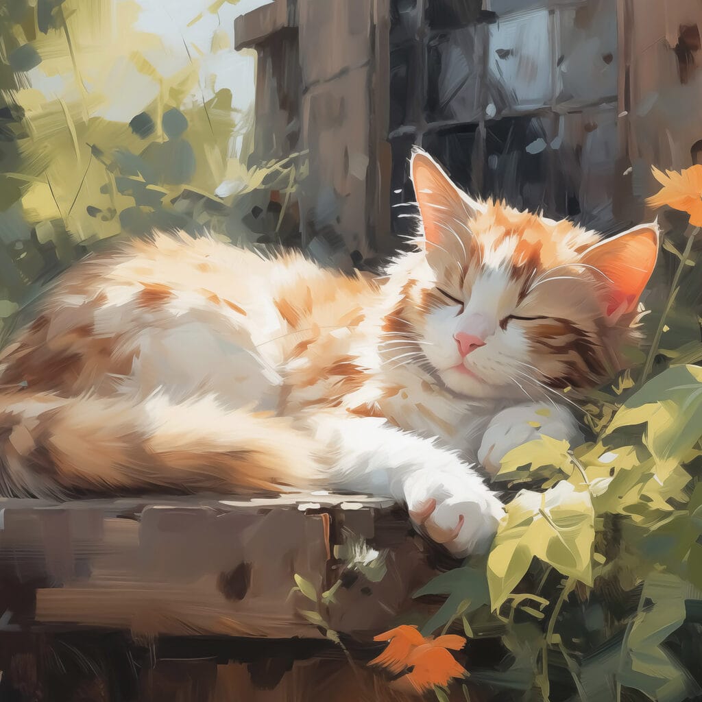 Gato adormecido ao sol — design completo