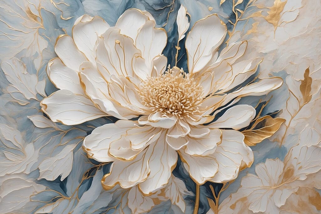 Flor de folhas azuladas — design completo