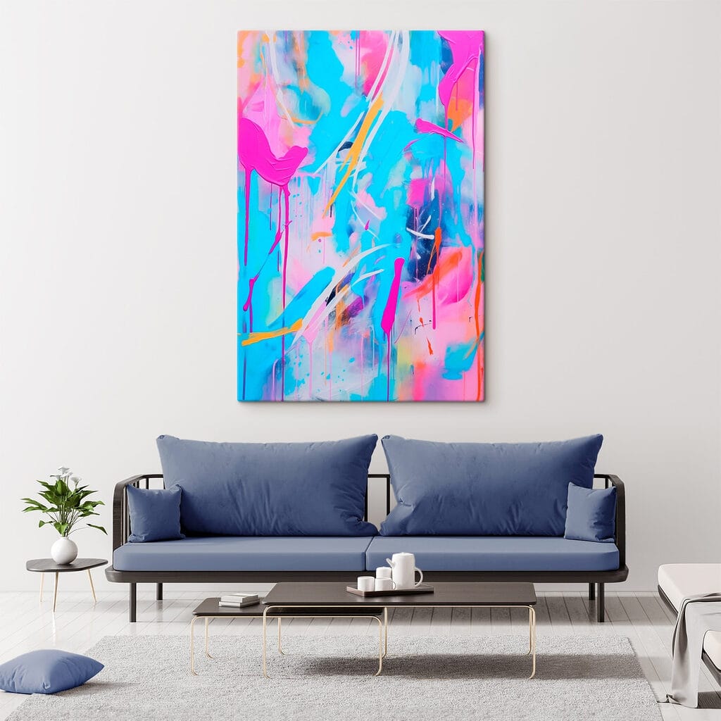 Riscas cor-de-rosa sobre turquesa — interior 2
