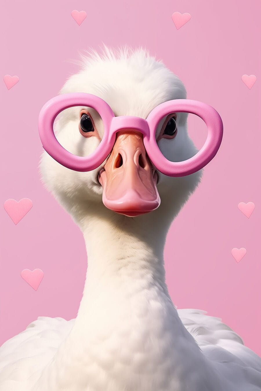 Ganso com óculos cor-de-rosa — design completo