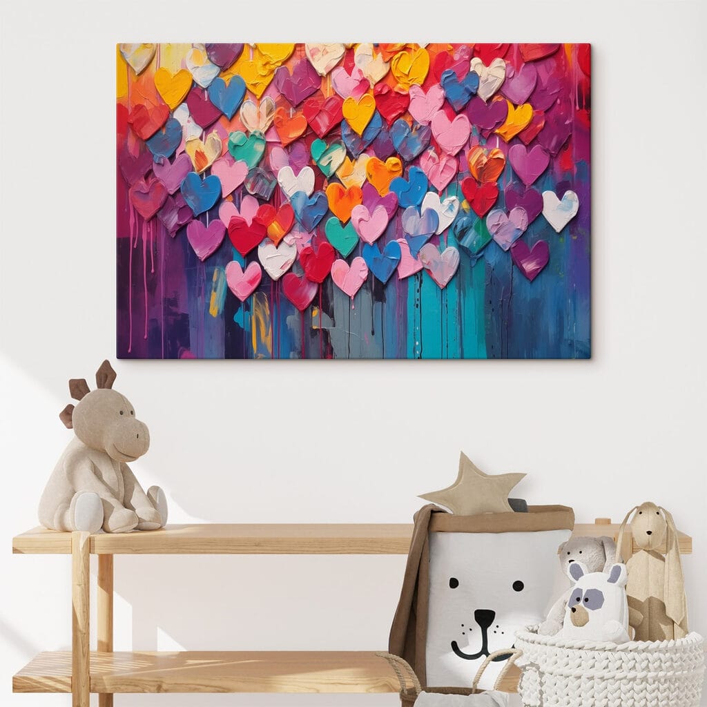 Chuva de corações coloridos — interior 1