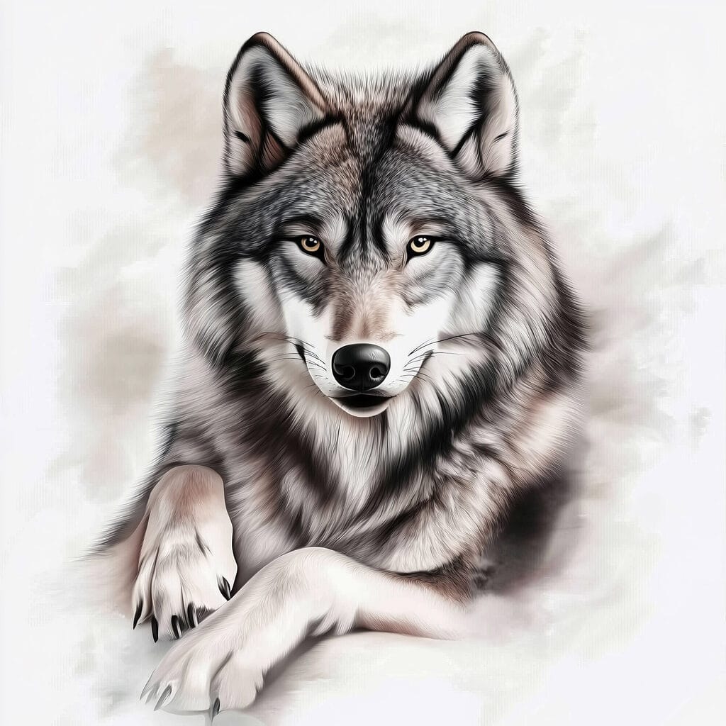 Lobo de patas estendidas — design completo