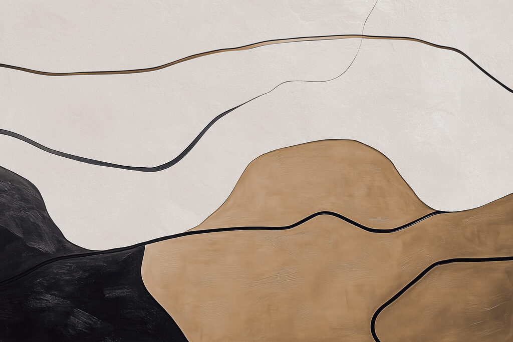 Linhas pretas sobre areia — design completo