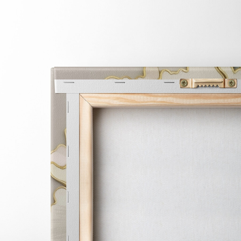 Flores creme, contorno dourado — verso