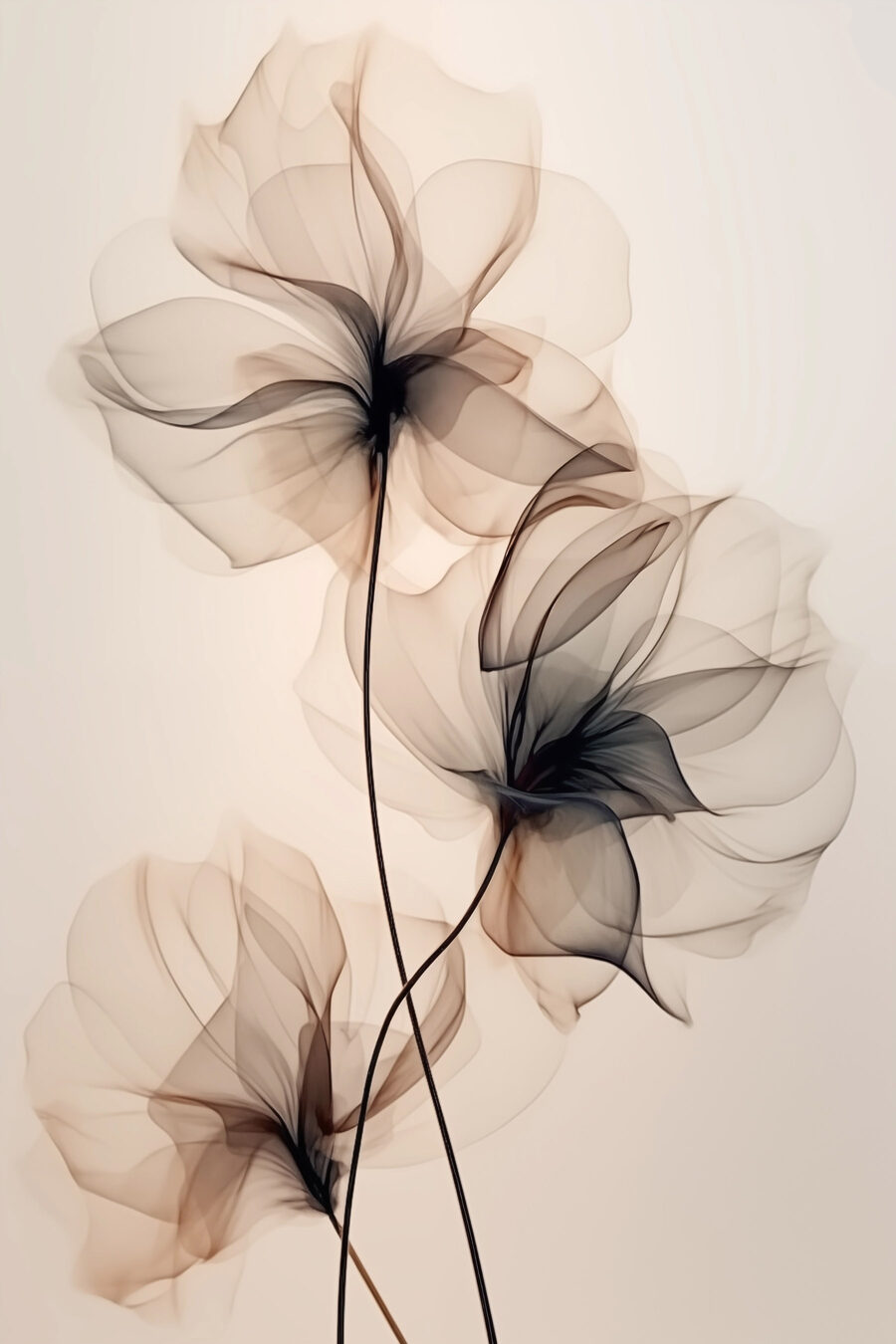 Três flores esfumadas — design completo