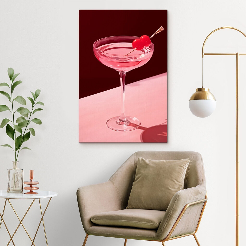 Cocktail cor-de-rosa com cereja — interior 1