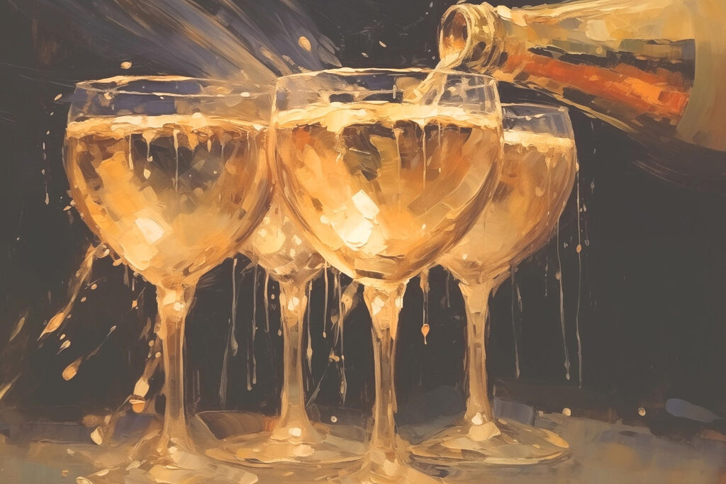 Vinho dourado em copos — design completo