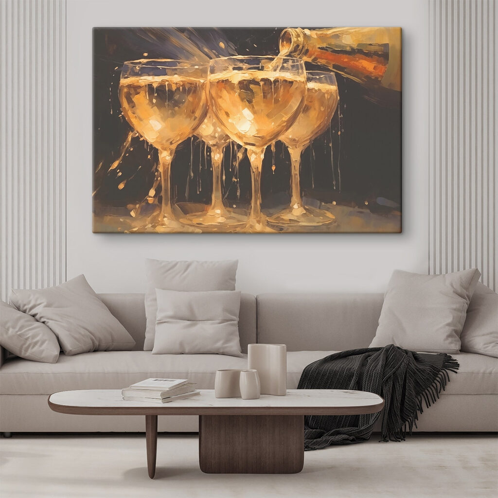 Vinho dourado em copos — interior 1
