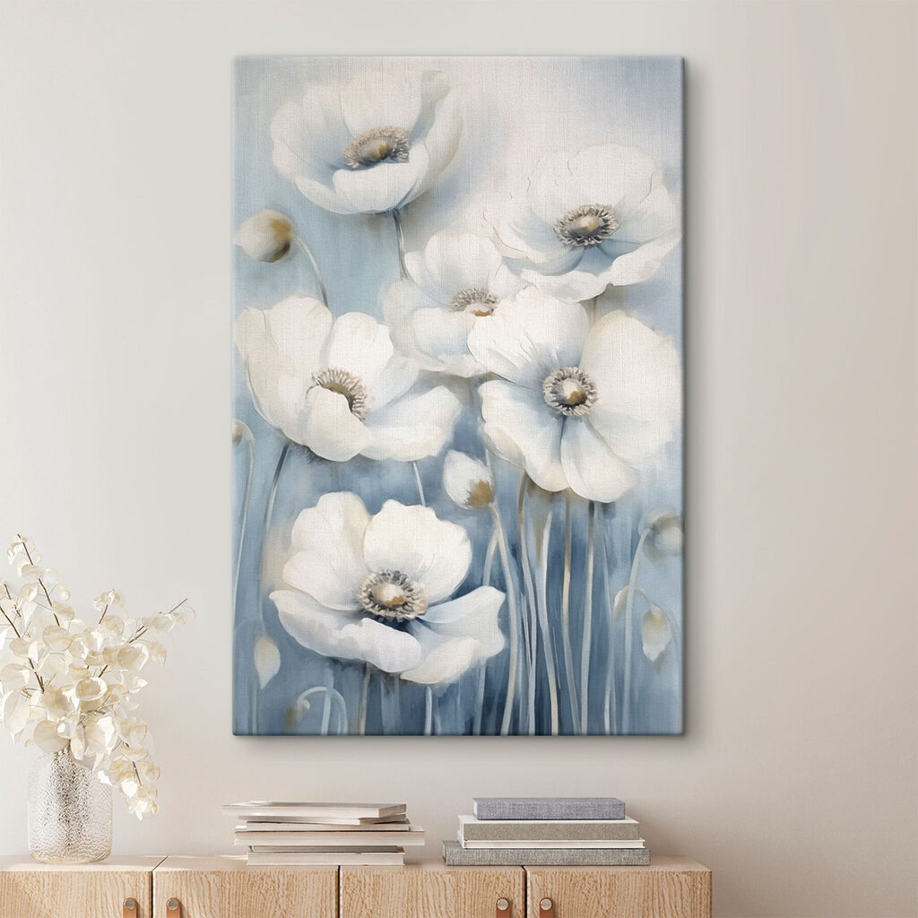 Flores brancas em hastes — interior 1