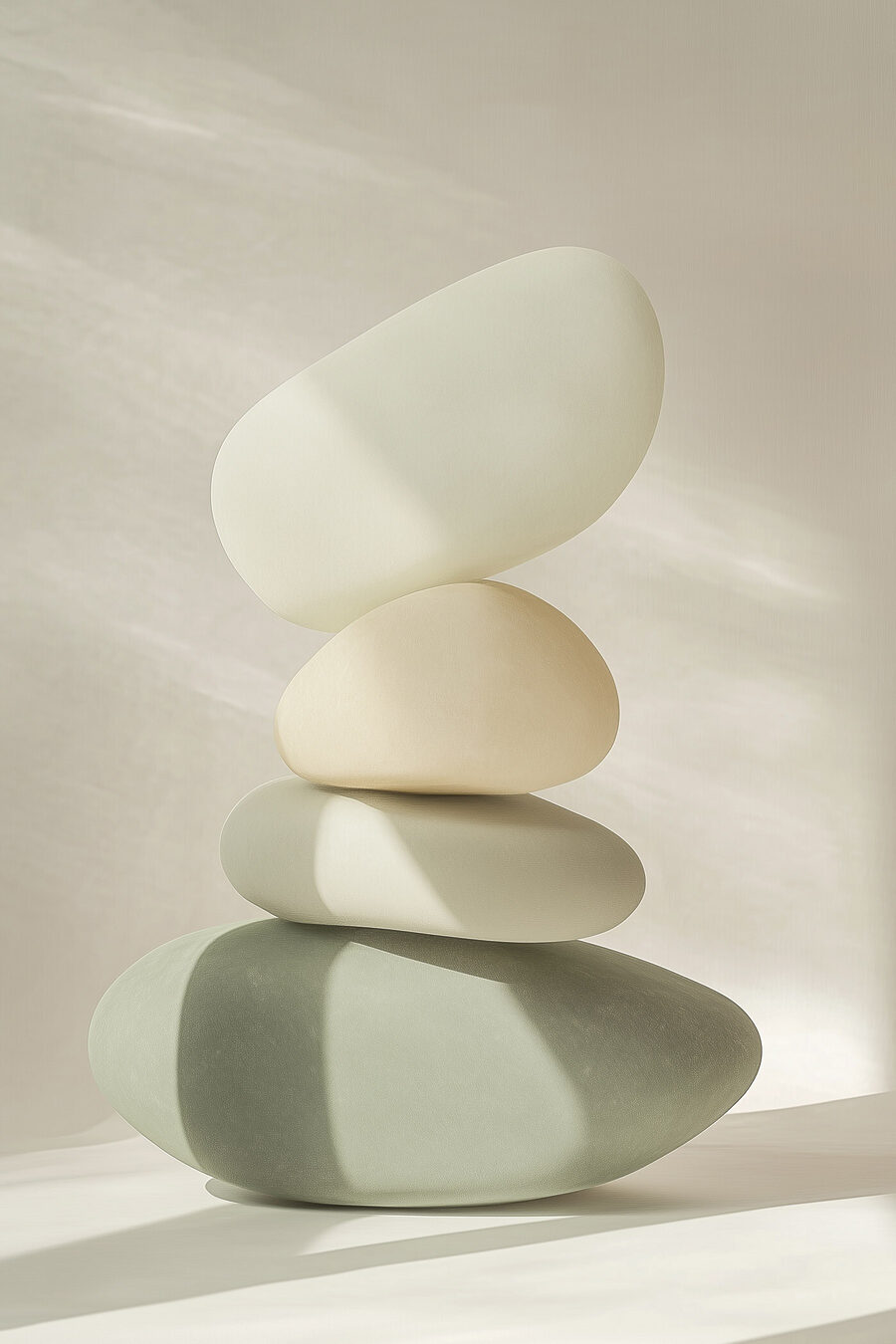 Pedras suaves com sombra — design completo