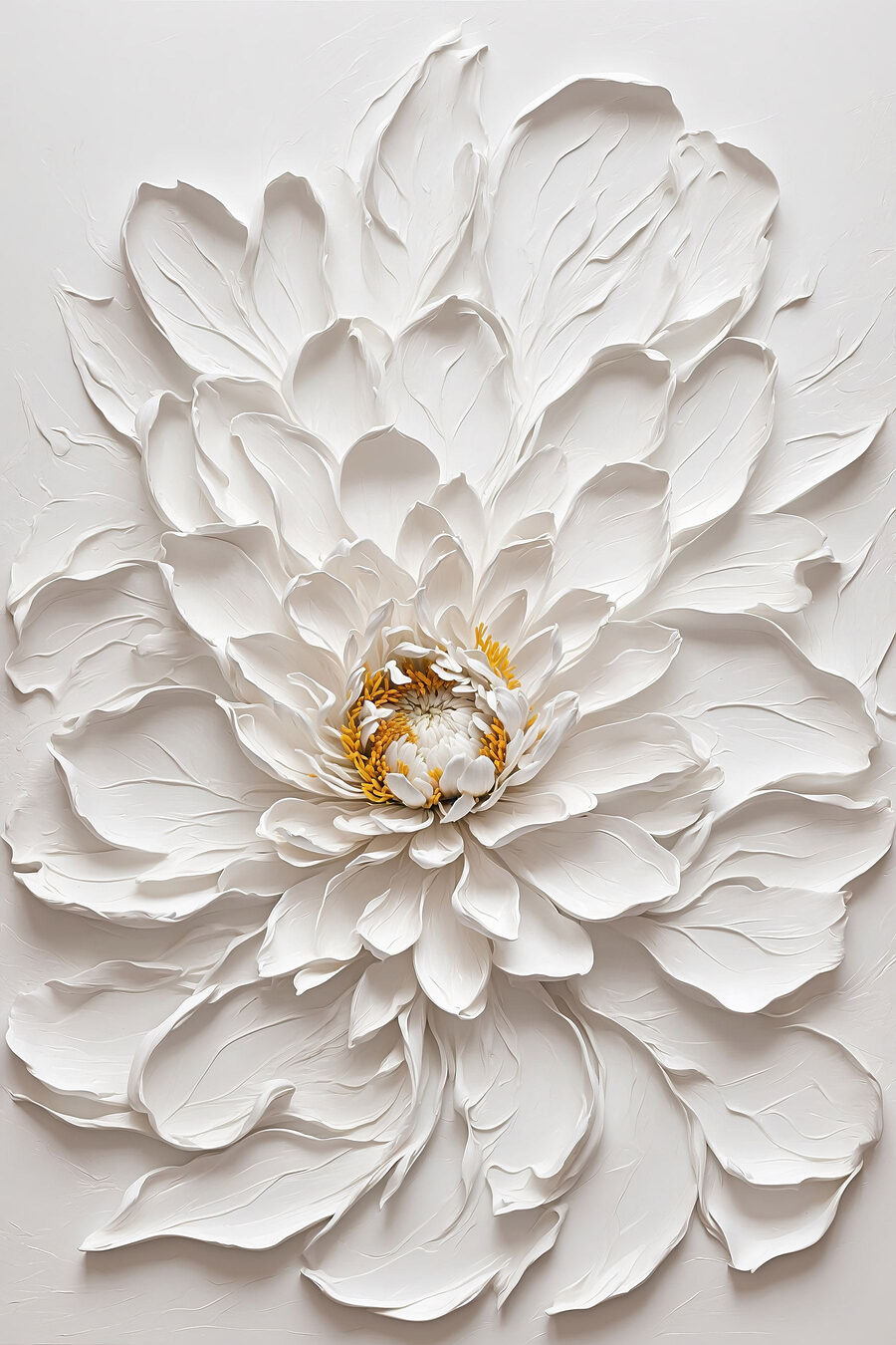 Flor branca, manchas douradas — design completo