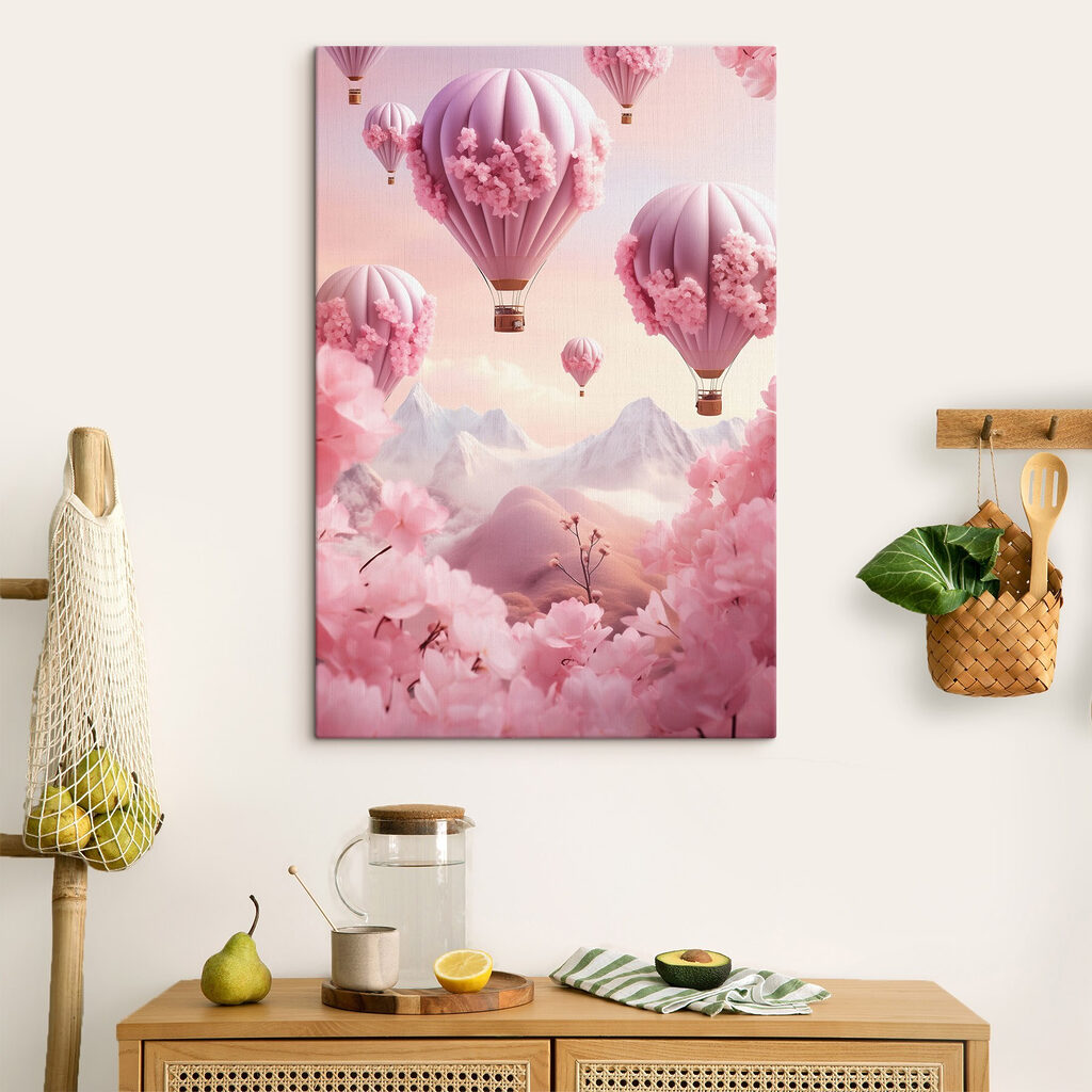 Balões cor-de-rosa no céu — interior 1