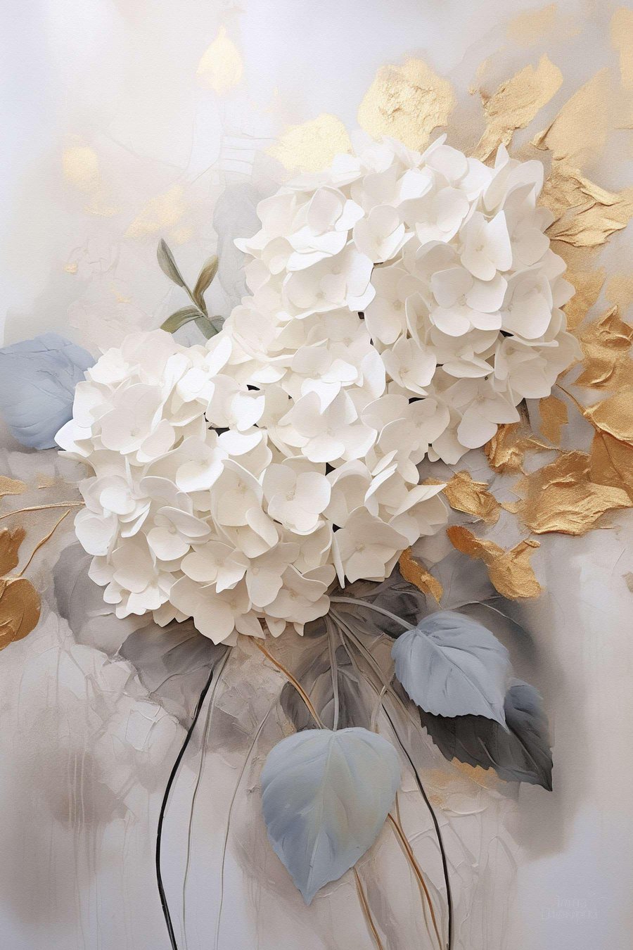 Hortênsias cor de marfim — design completo