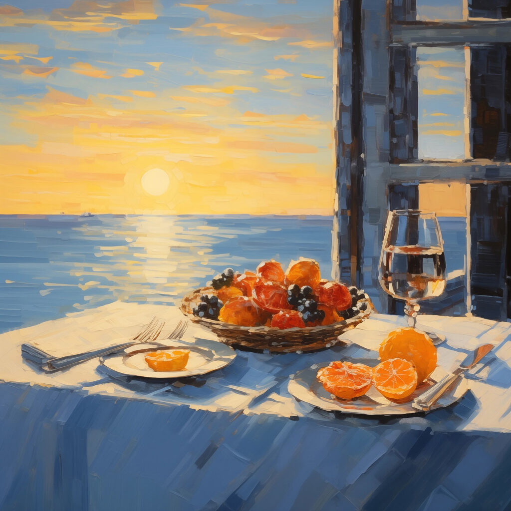 Fruta ao entardecer — design completo
