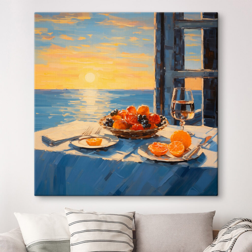 Fruta ao entardecer num interior