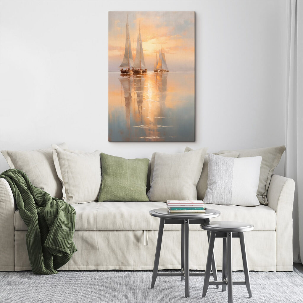 Veleiros em reflexo dourado — interior 2