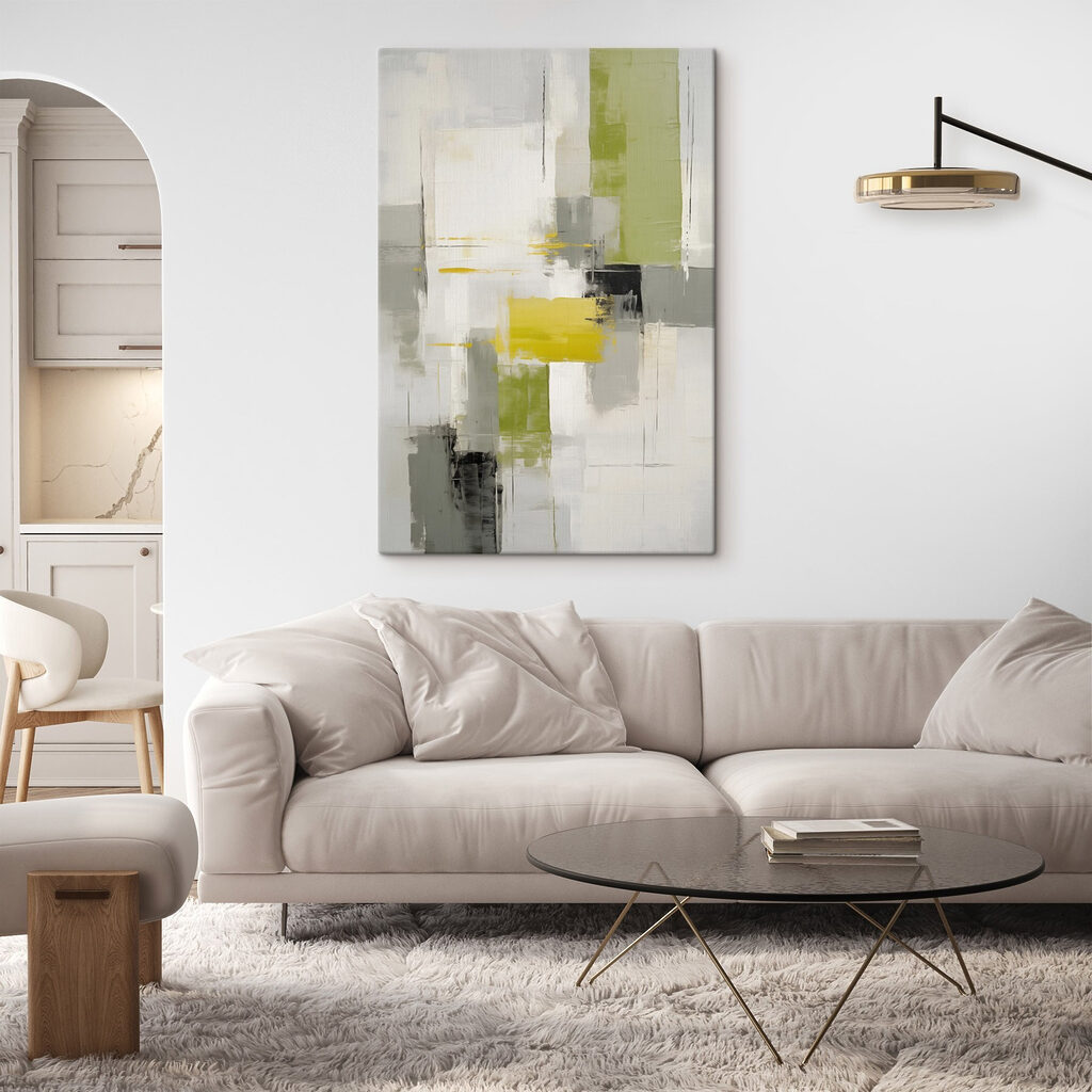 Blocos verde-lima sobre branco — interior 2