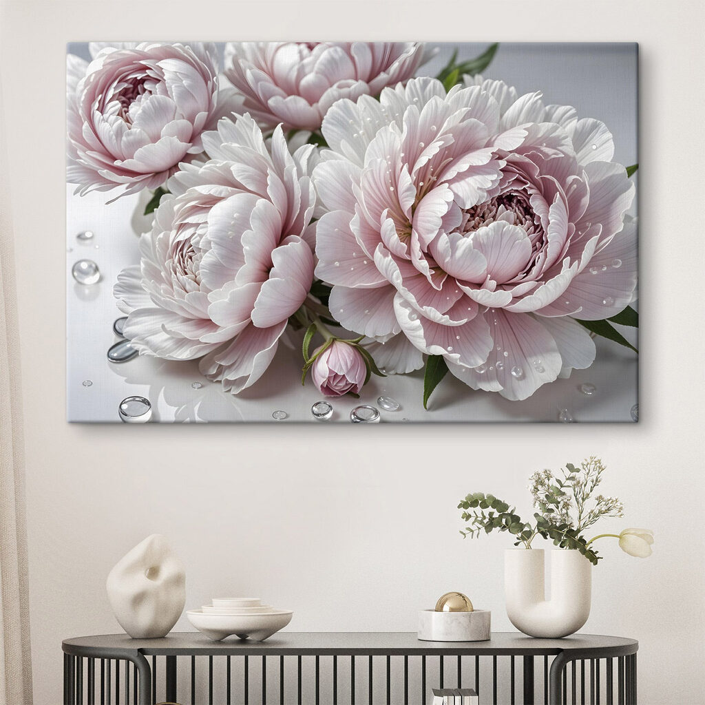 Peónias cor-de-rosa com gotas — interior 1