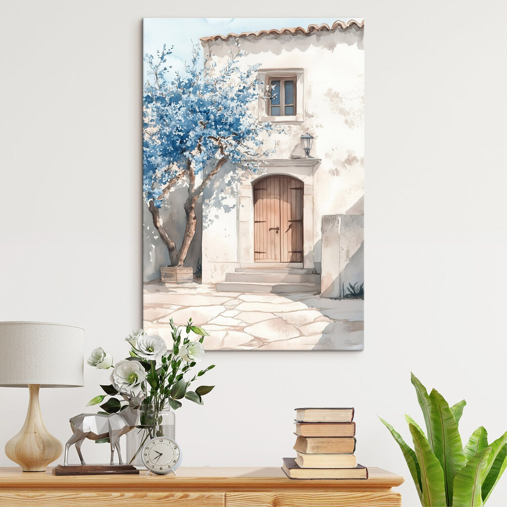 Árvore azul à porta — interior 2