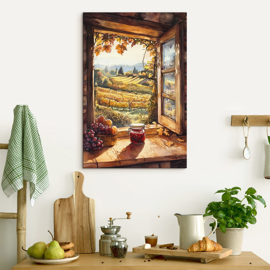 Janela sobre vinha dourada — interior 1