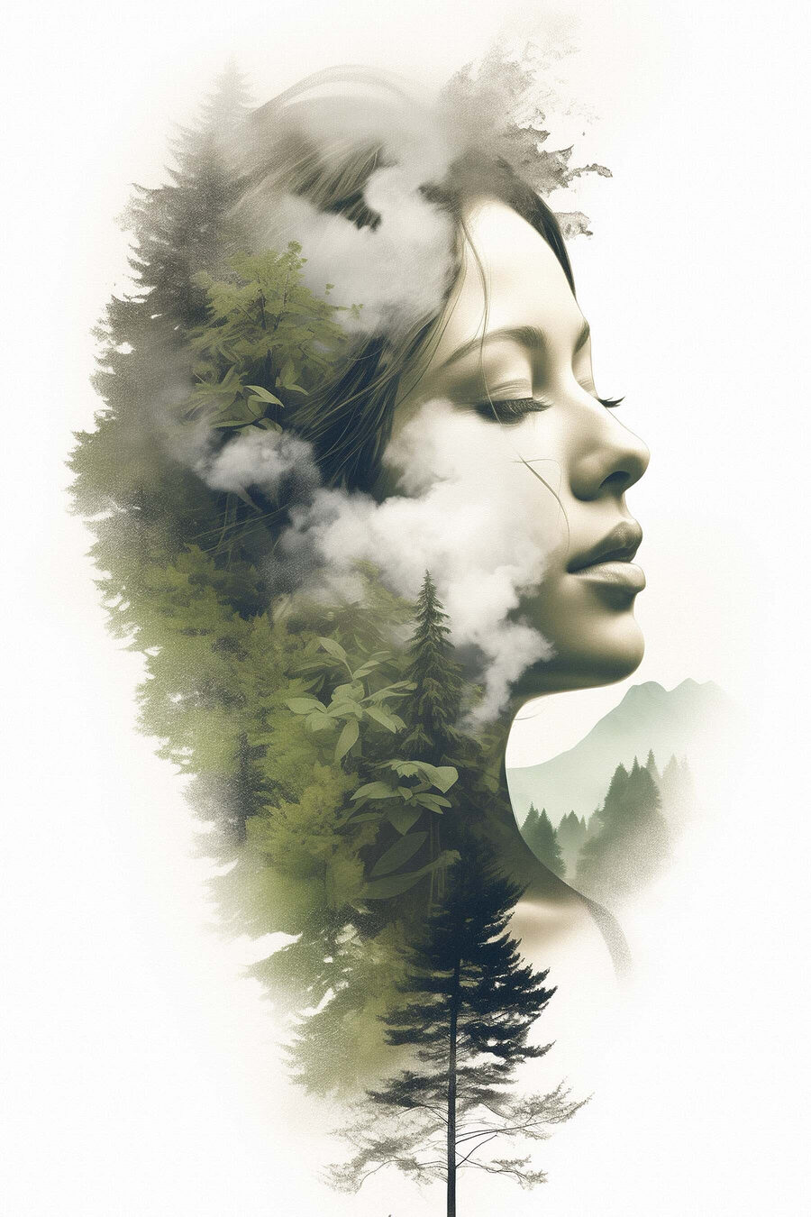 Perfil silencioso na neblina — design completo