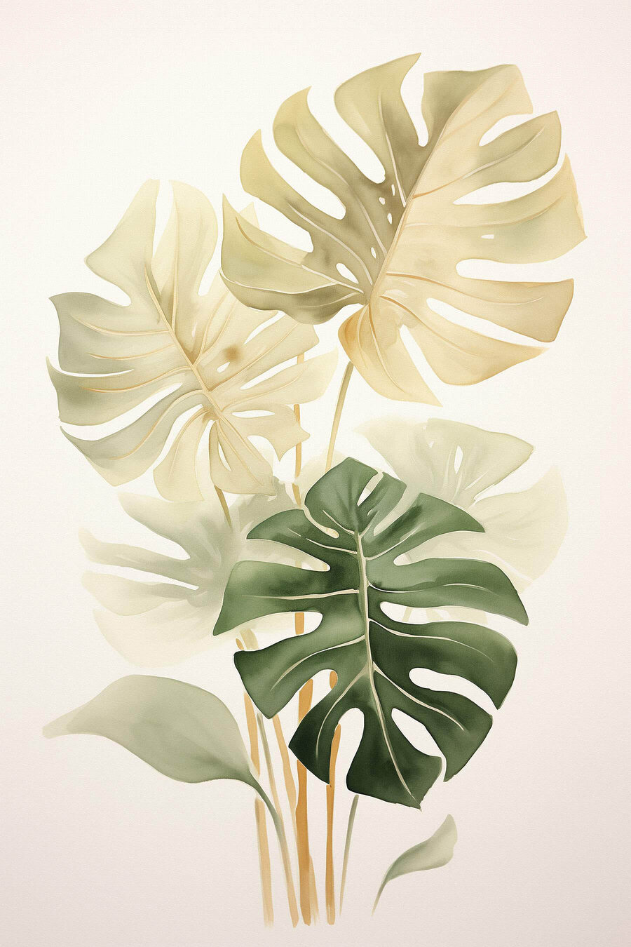 Monstera em tons amarelo-verdes — design completo