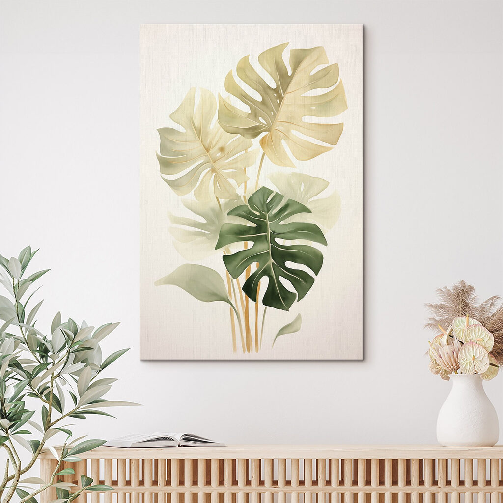 Monstera em tons amarelo-verdes — interior 1