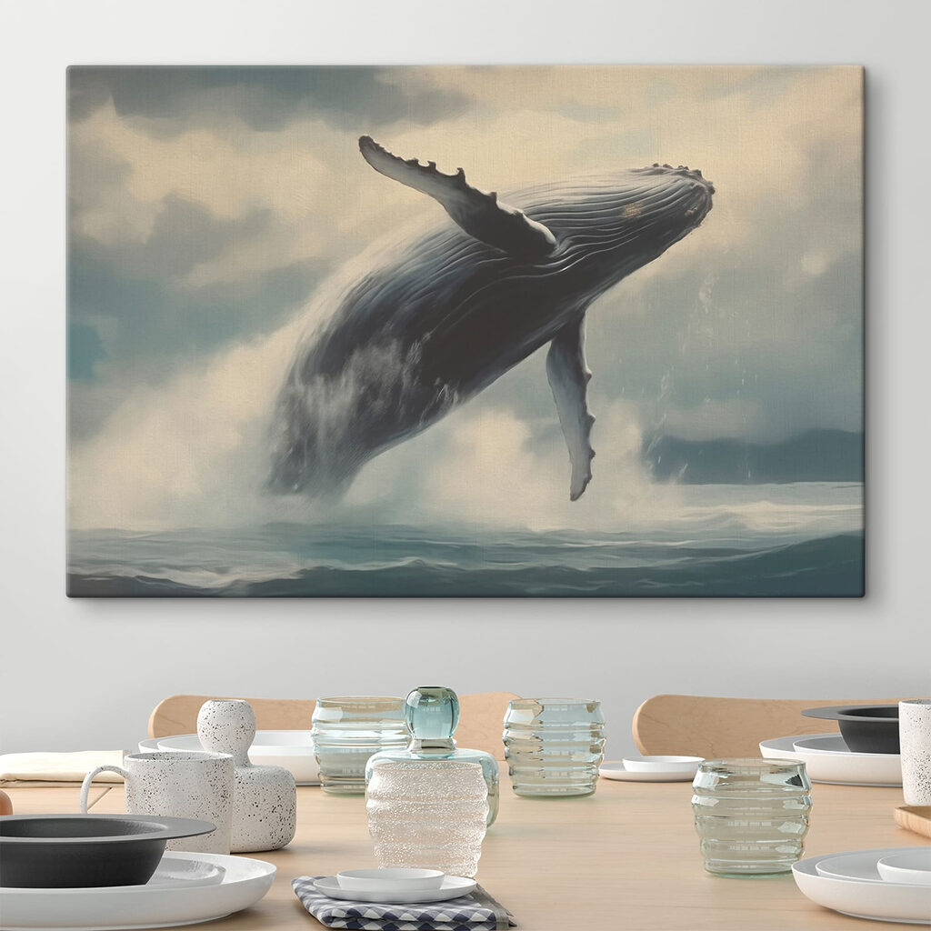 Baleia sobre mar cinzento — interior 2