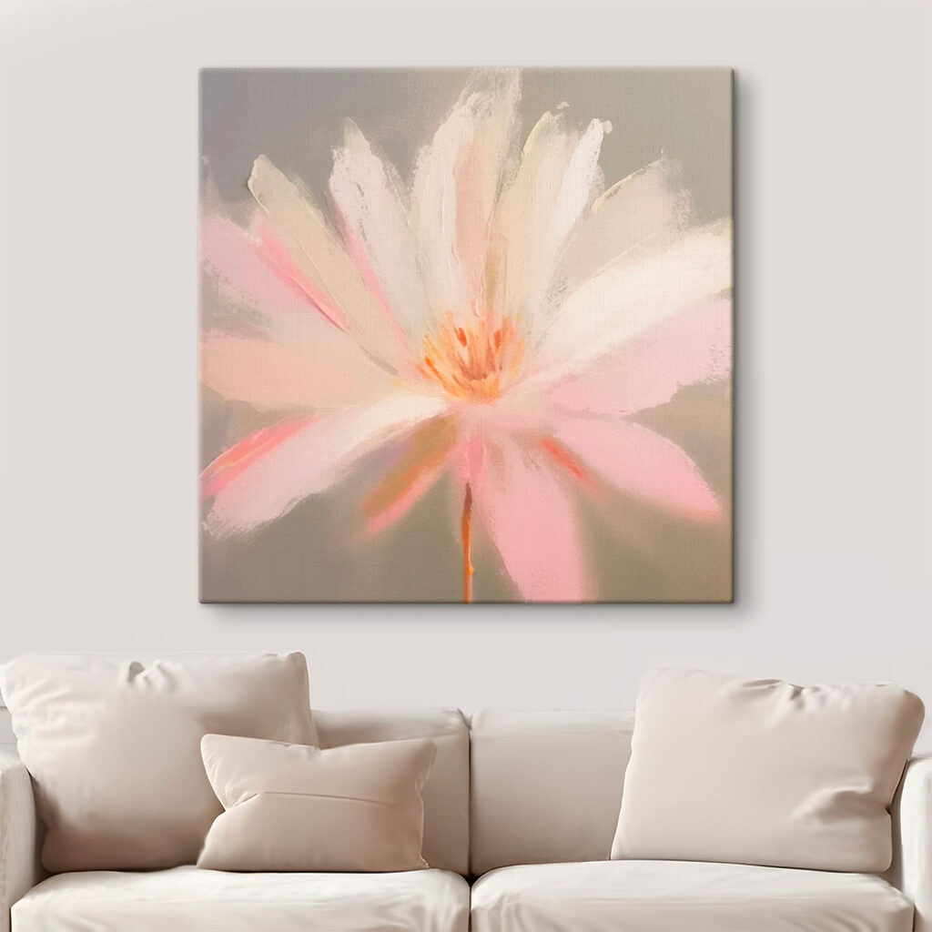 Flor rosa-pálido em pinceladas — interior 1