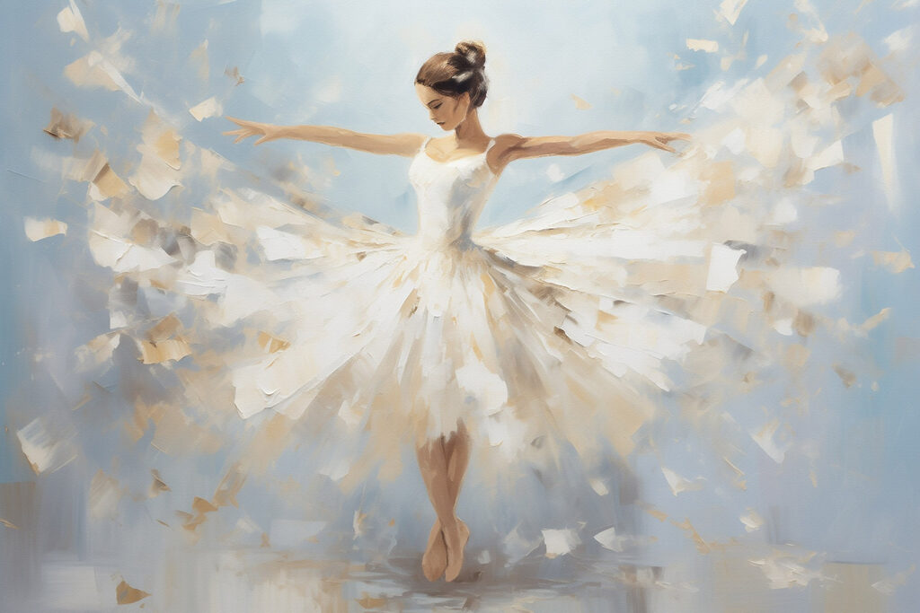 Bailarina em toques brancos — design completo
