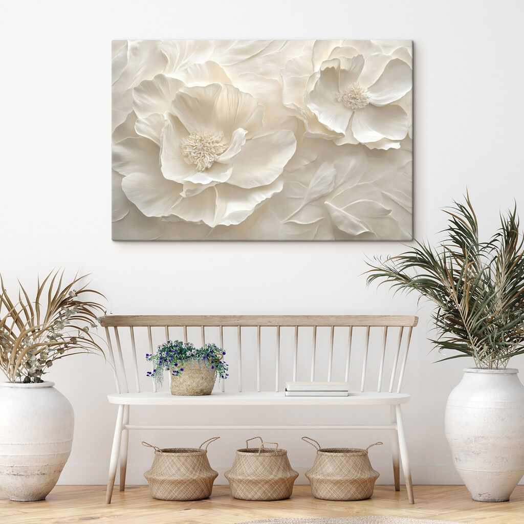 Flores brancas em pregas — interior 3