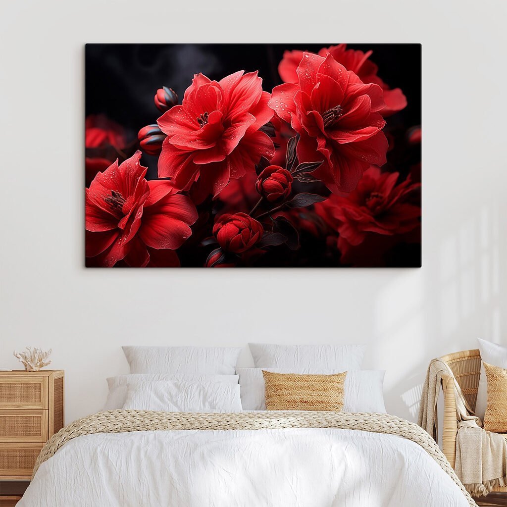 Flores vermelho-escuras sobre preto — interior 2