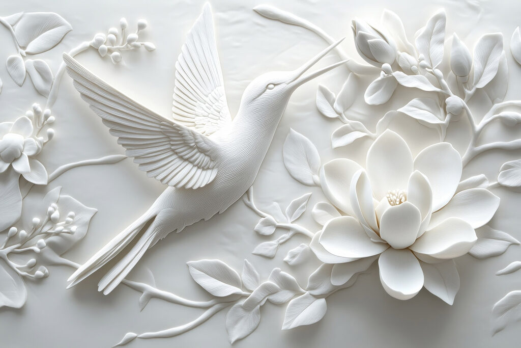 Colibri entre flores — design completo