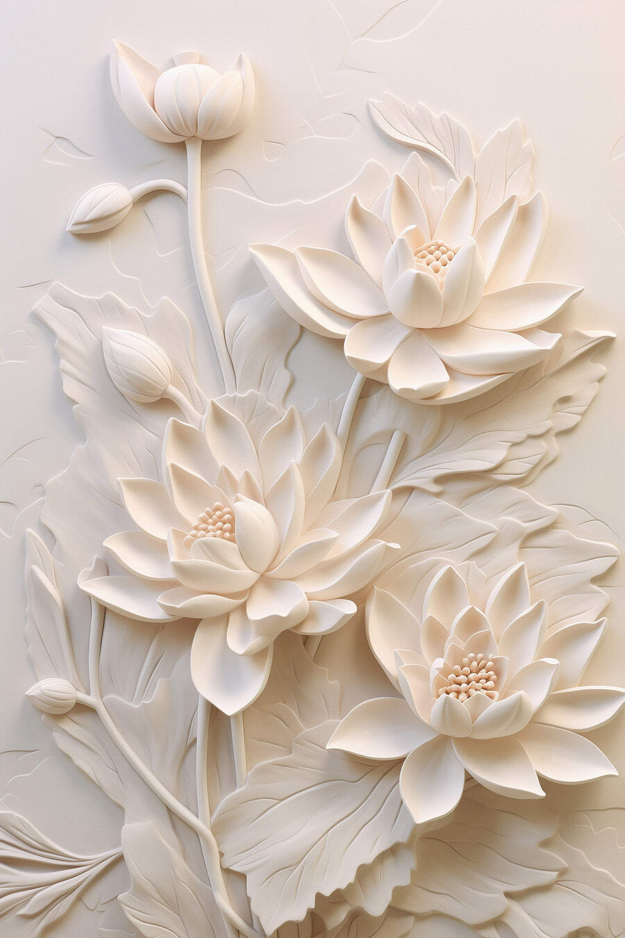 Flores creme com botões — design completo