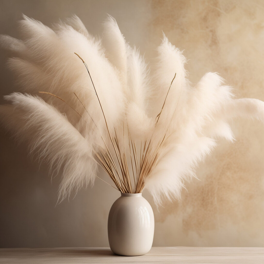 Pampas em vaso creme — design completo