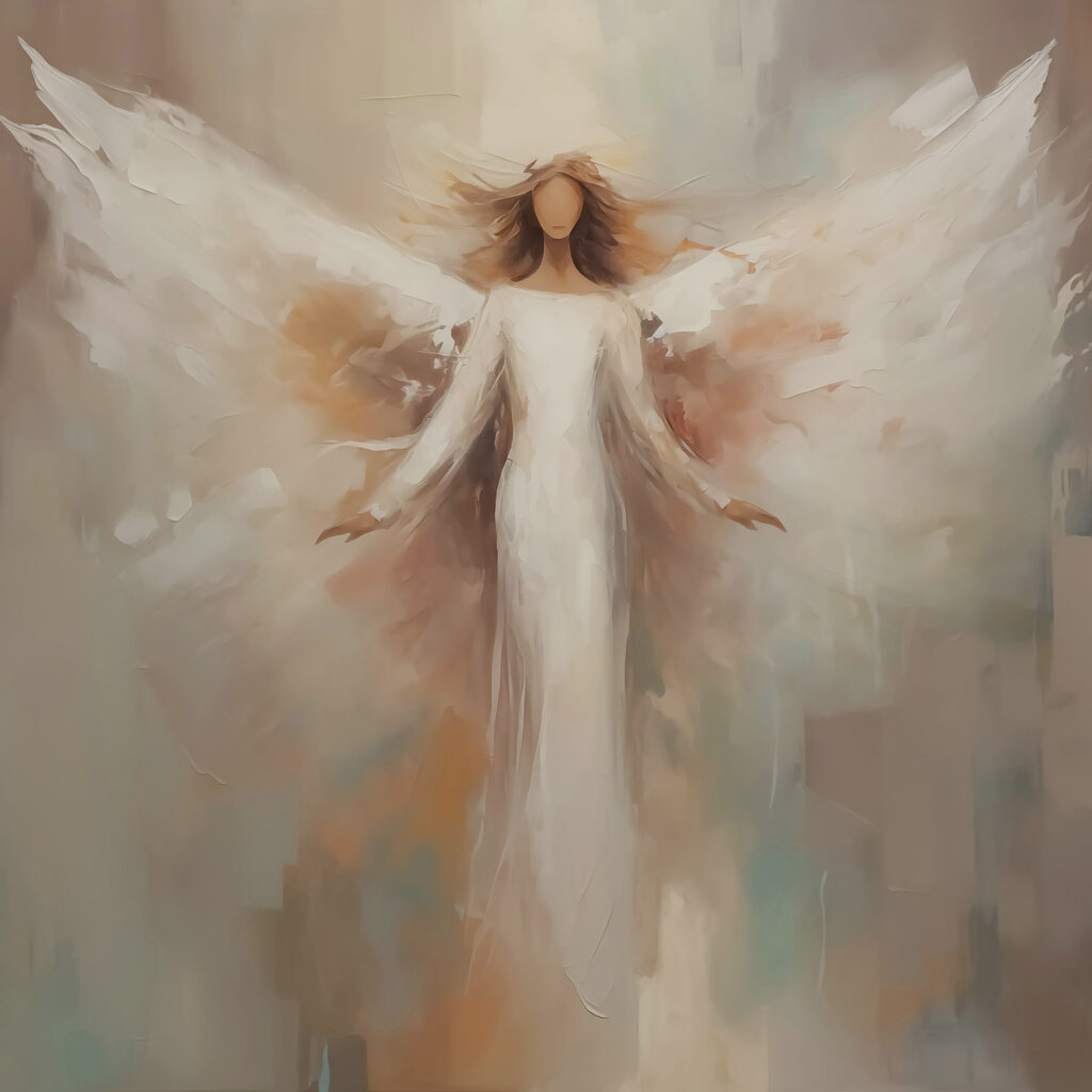 Anjo de asas brancas — design completo