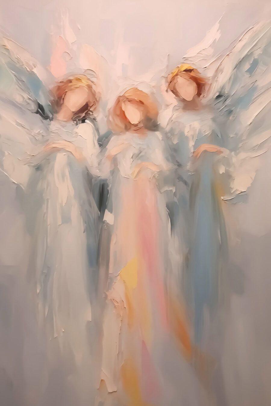 Três anjos em pastel — design completo