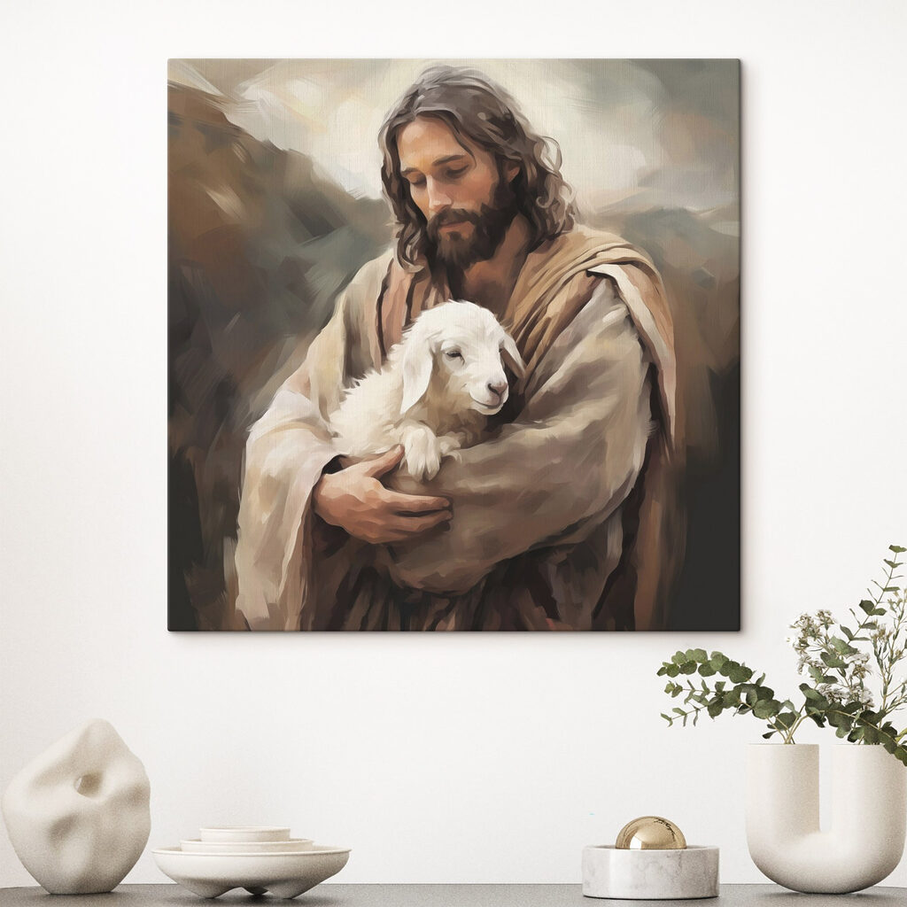 Jesus com cordeiro branco — interior 2