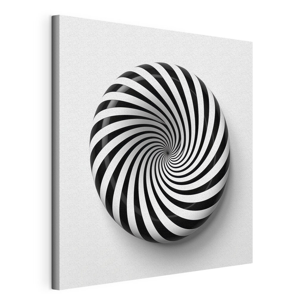 Espiral preto e branco, tela esticada e borda contínua