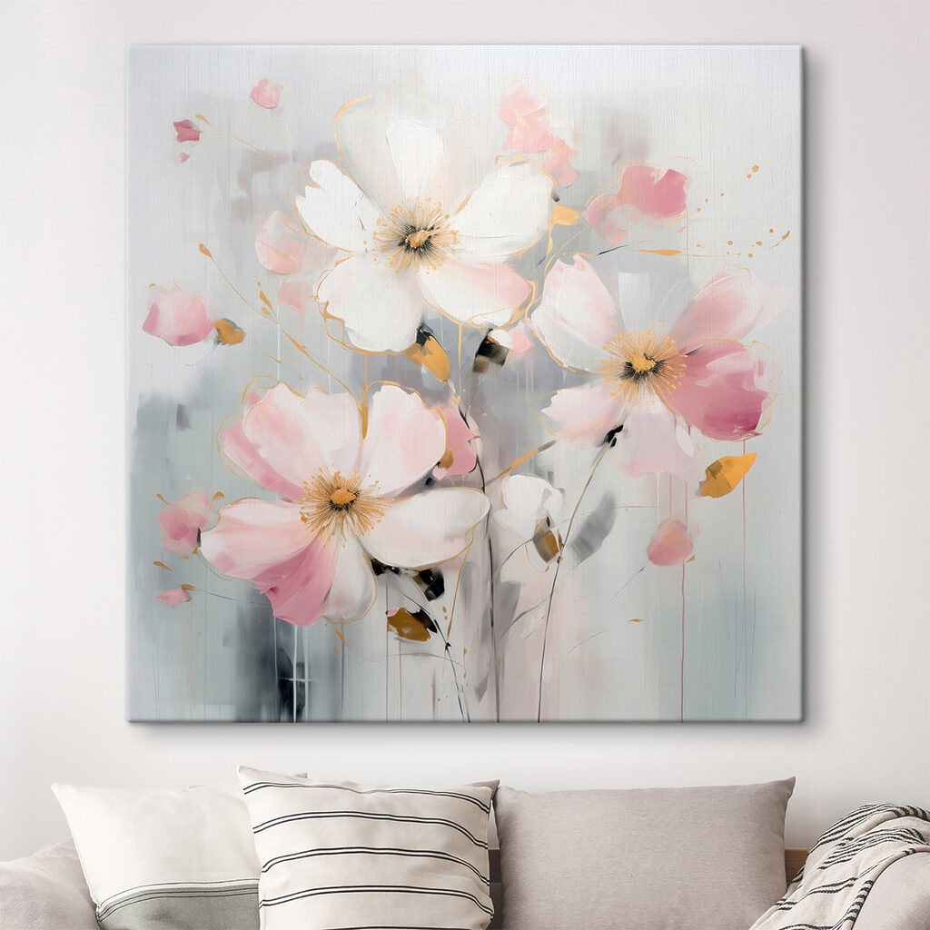 Flores brancas, tons rosados — interior 2