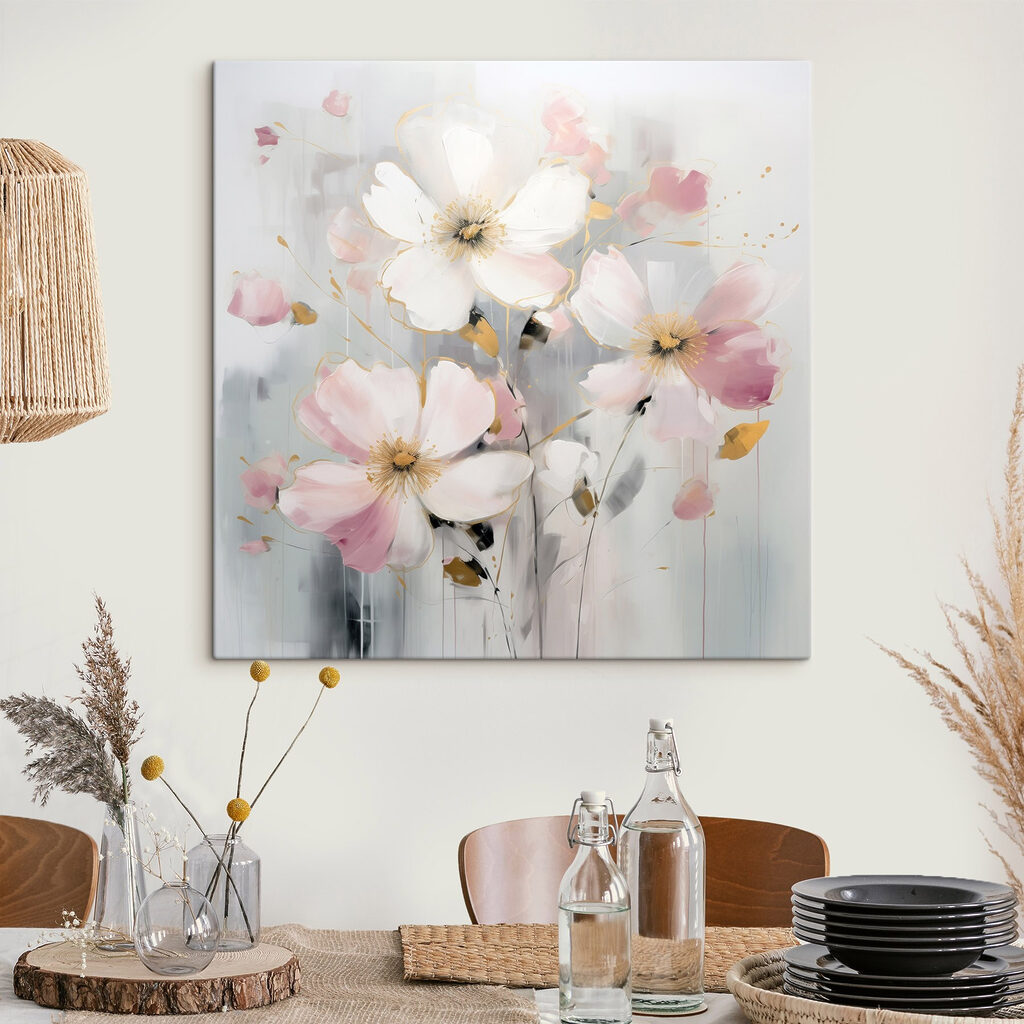 Flores brancas, tons rosados — interior 3