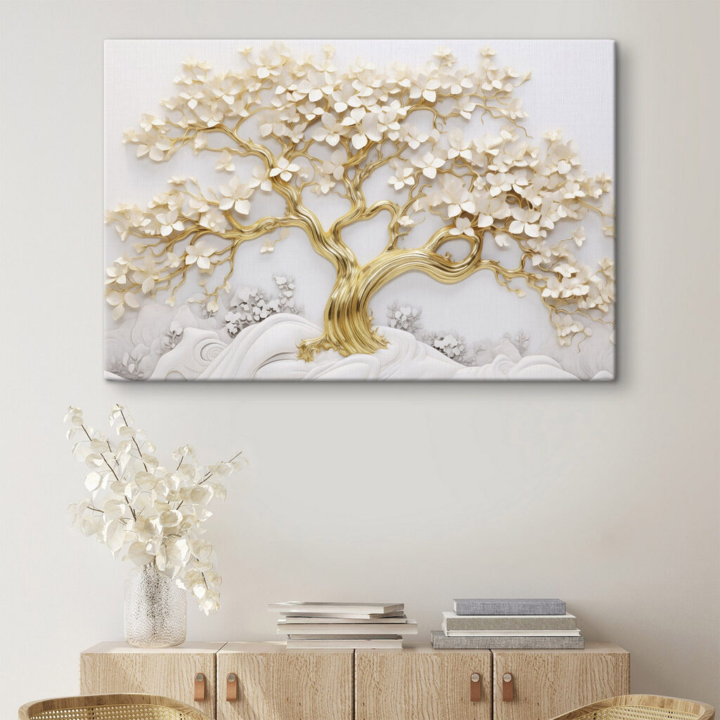 Árvore dourada sobre ondas — interior 2