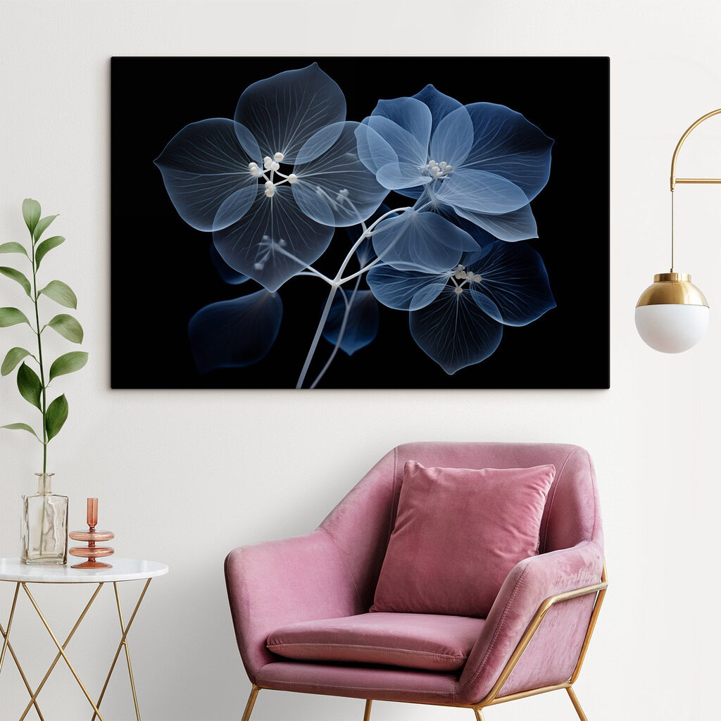 Flores azuis luminosas — interior 2