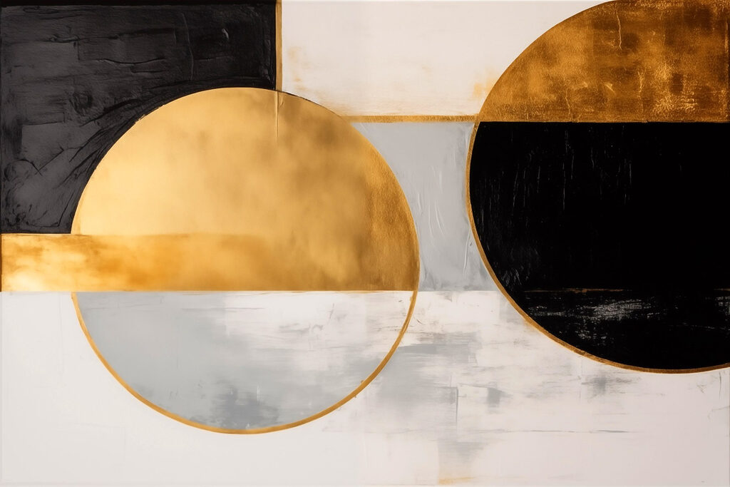 Círculos preto e dourado — design completo