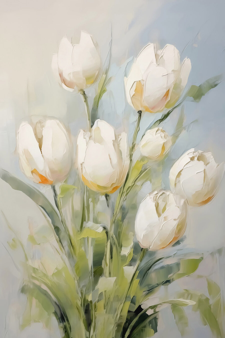 Tulipas creme, toques verdes — design completo