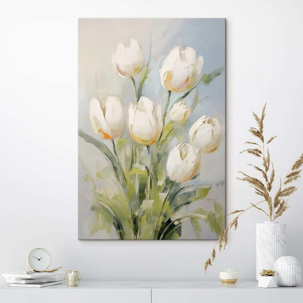 Tulipas creme, toques verdes — interior 1